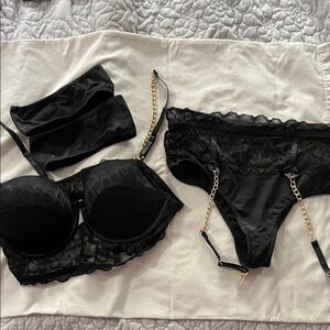 Elegant Black Lingerie Set with Gold Accents